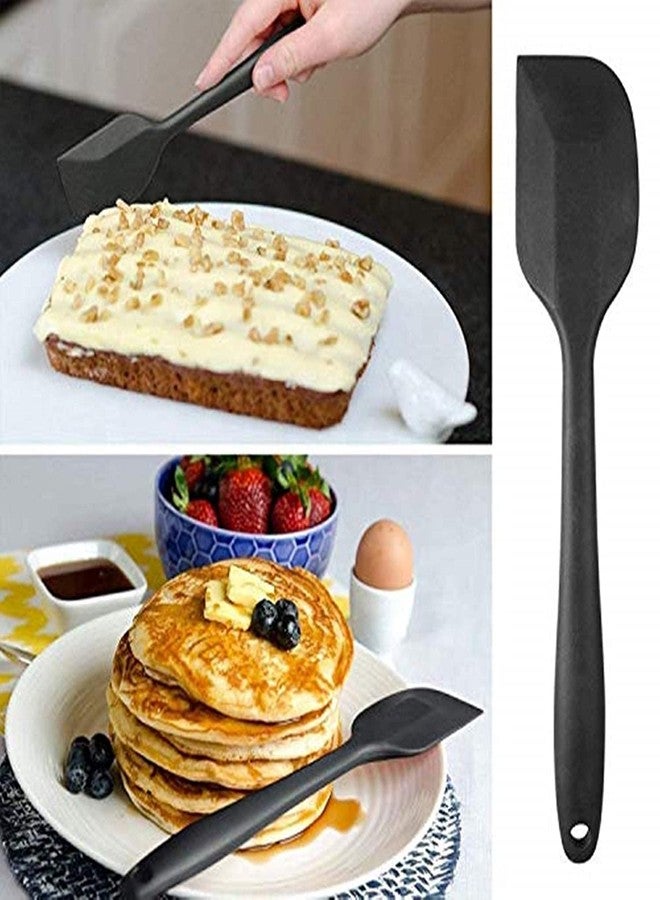 TASKHOUSE Silicone Spatula & Spoon Set Rubber Kitchen Utensils Non-Stick Cookware Safe, Baking & Cooking Tools (2 Piece - Black) - Image 4